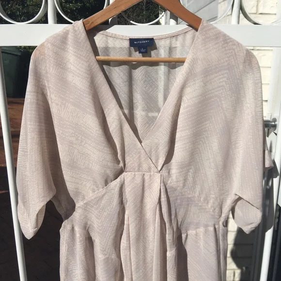 🌟Host Pick🌟 Witchery Beige Loose Fitted Midi Dress Size L/14 - Picture 3 of 15